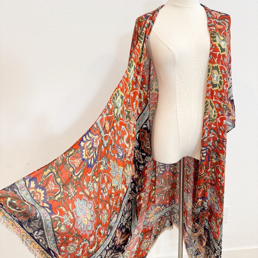 Subtle Luxury Caza Kimono Open Front Coverup Anthropologie Fall Boho Bohemian OS - Picture 6 of 12